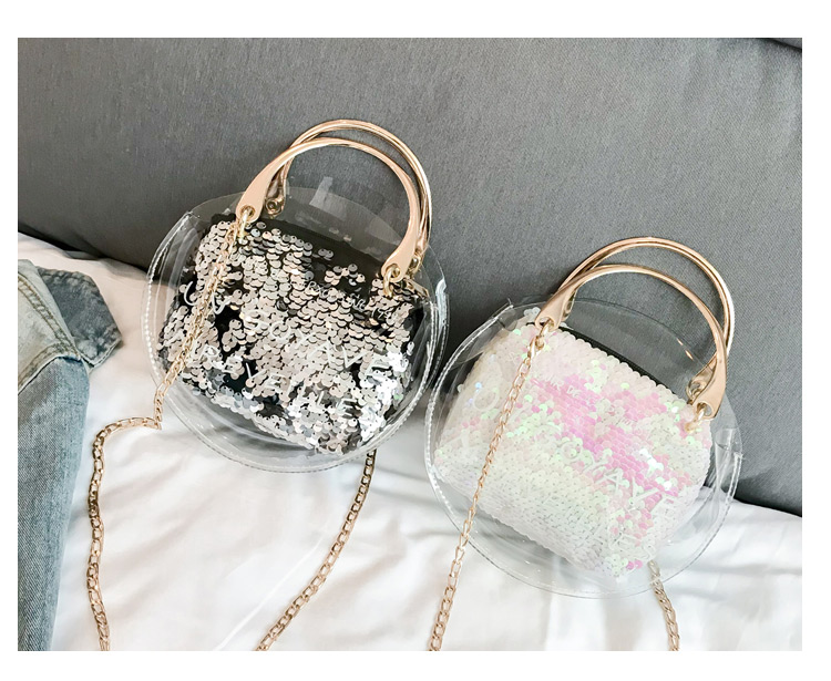 Fashion Silver Color Round Shape Decorated Shoulder Bag,Handbags
