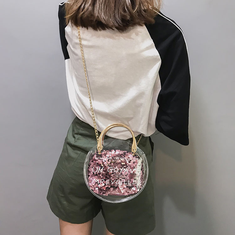 Fashion White Round Shape Decorated Shoulder Bag,Handbags