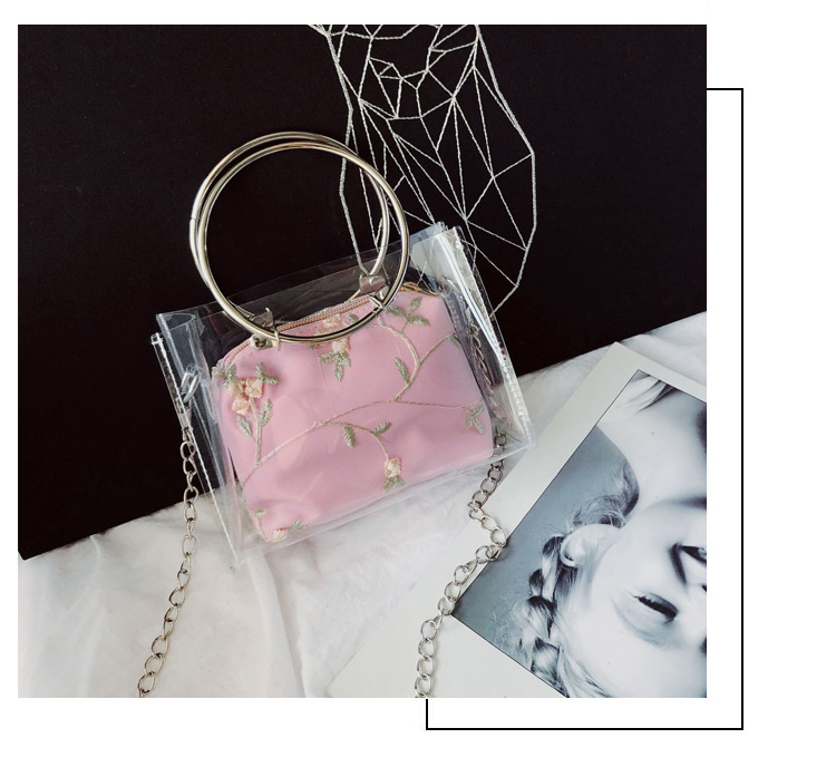 Fashion Pink Circular Ring Shape Decorated Shoulder Bag,Handbags