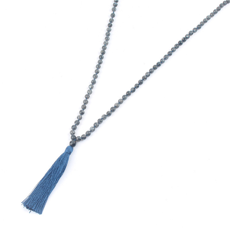 Fashion Blue Bead&tassel Decorated Necklace,Thin Scaves