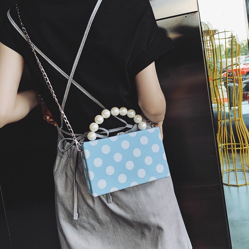 Fashion Blue Spot Pattern Decorated Shoulder Bag,Handbags