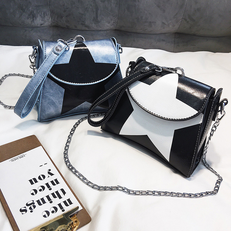 Fashion Black Star Pattern Decorated Shoulder Bag],Handbags
