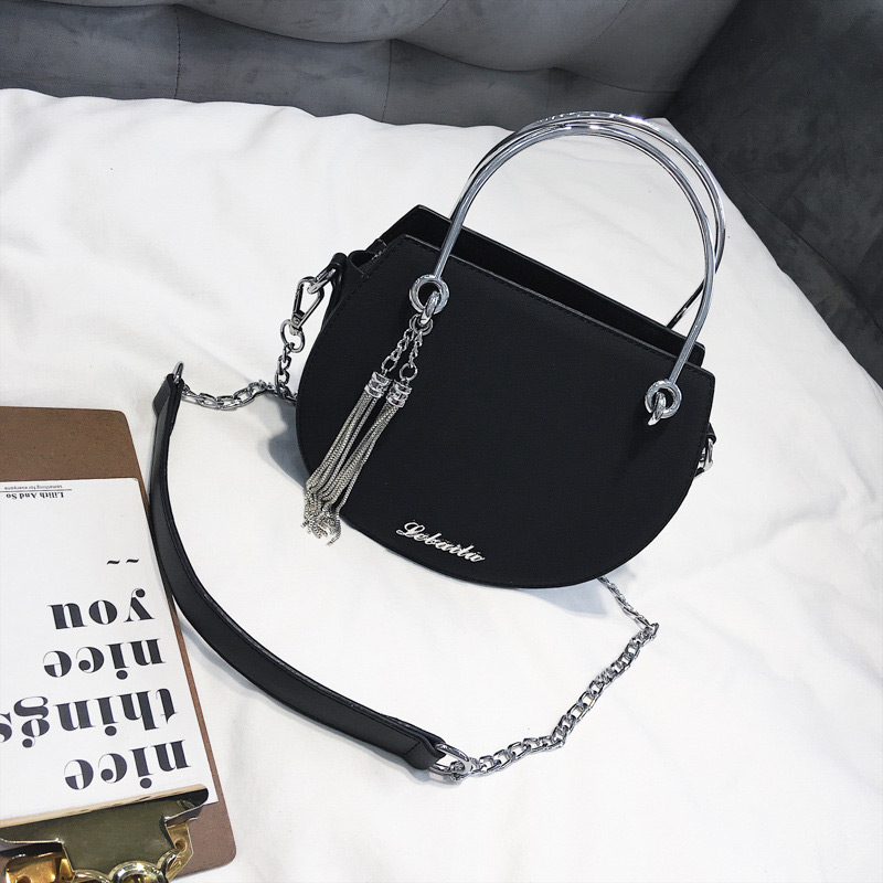 Fashion Black Tassel Decorated Shoulder Bag,Handbags