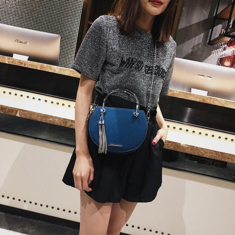 Fashion Blue Tassel Decorated Shoulder Bag,Handbags