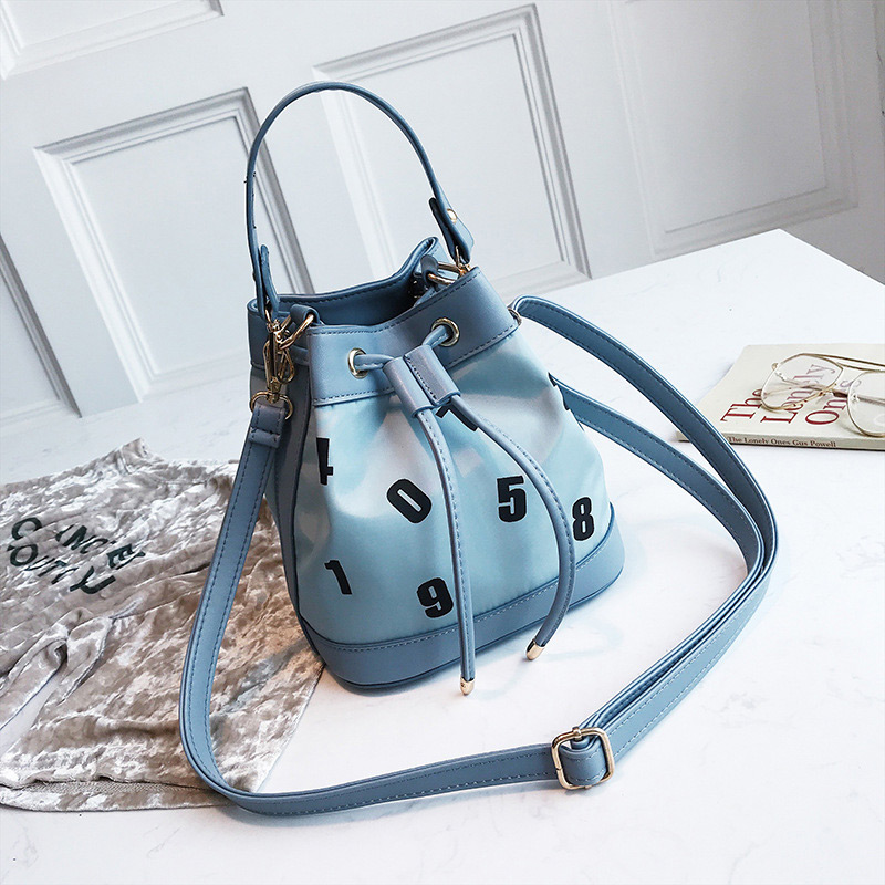 Fashion Blue Letter Pattern Decorated Shoulder Bag,Handbags