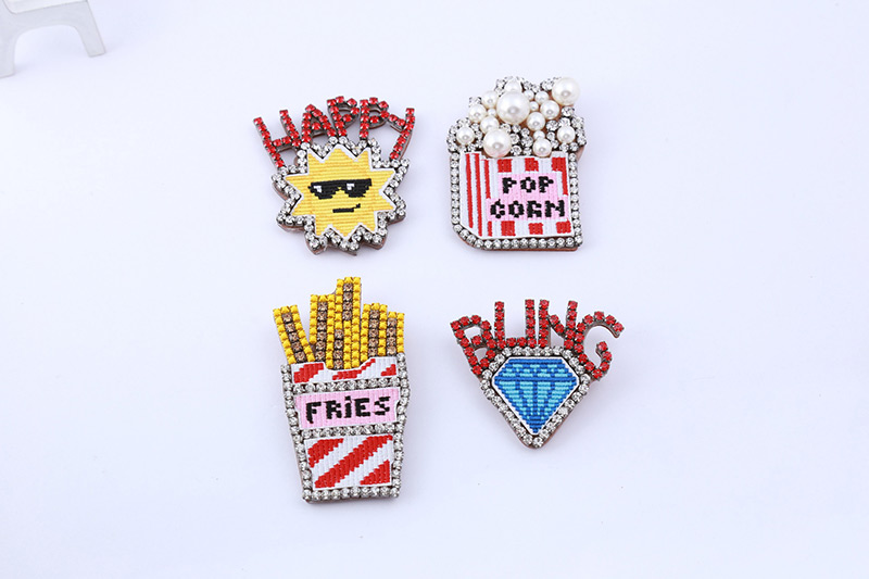 Fashion Red+yellow Letter Pattern Decorated Brooch,Korean Brooches