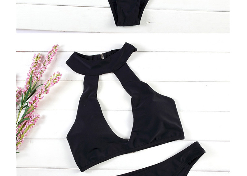 Sexy Black Hollow Out Design Pure Color Swimwear,Bikini Sets