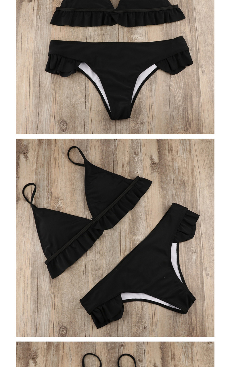 Sexy Black Pure Color Decorated Bikini,Bikini Sets