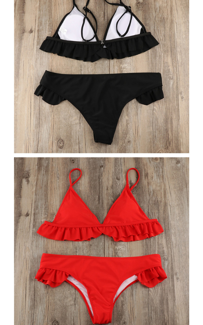 Sexy Red Pure Color Decorated Bikini,Bikini Sets