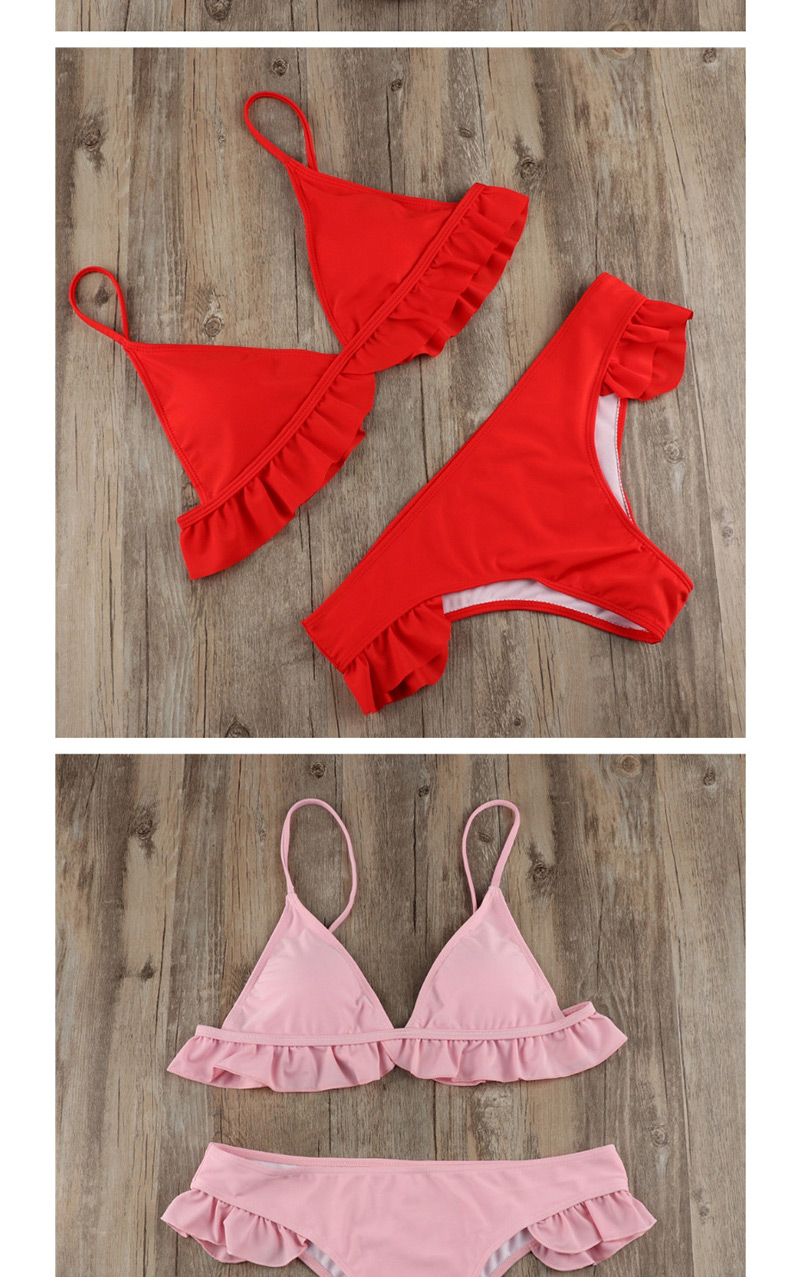 Sexy Pink Pure Color Decorated Bikini,Bikini Sets