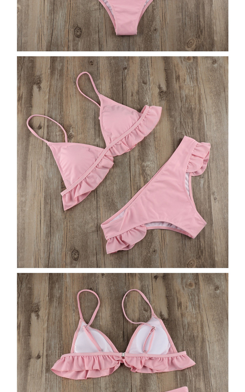 Sexy Pink Pure Color Decorated Bikini,Bikini Sets