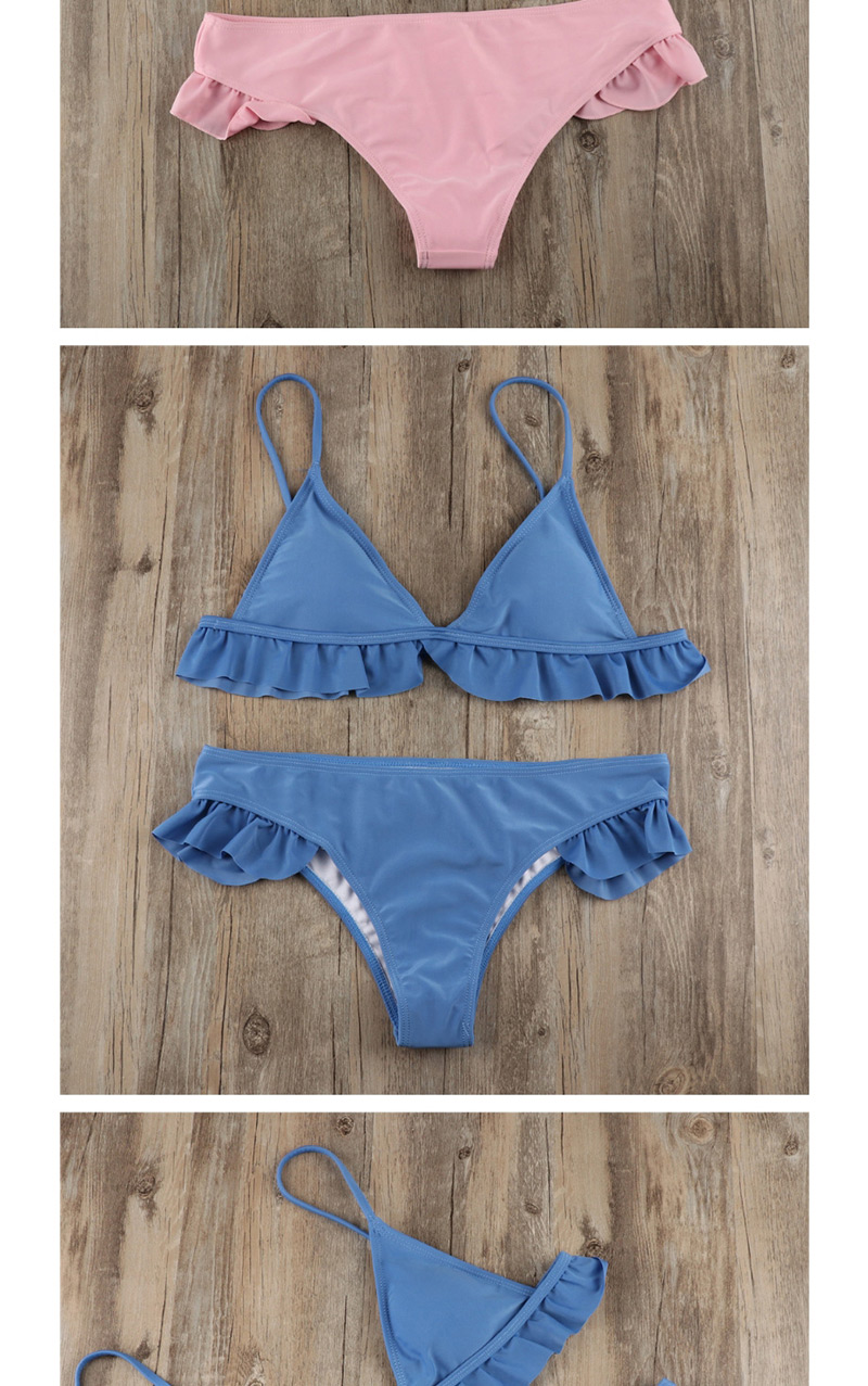 Sexy Blue Pure Color Decorated Bikini,Bikini Sets