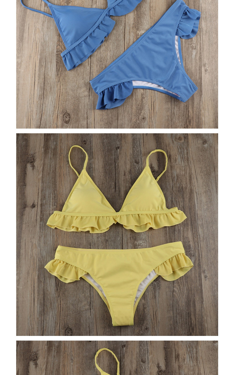 Sexy Yellow Pure Color Decorated Bikini,Bikini Sets