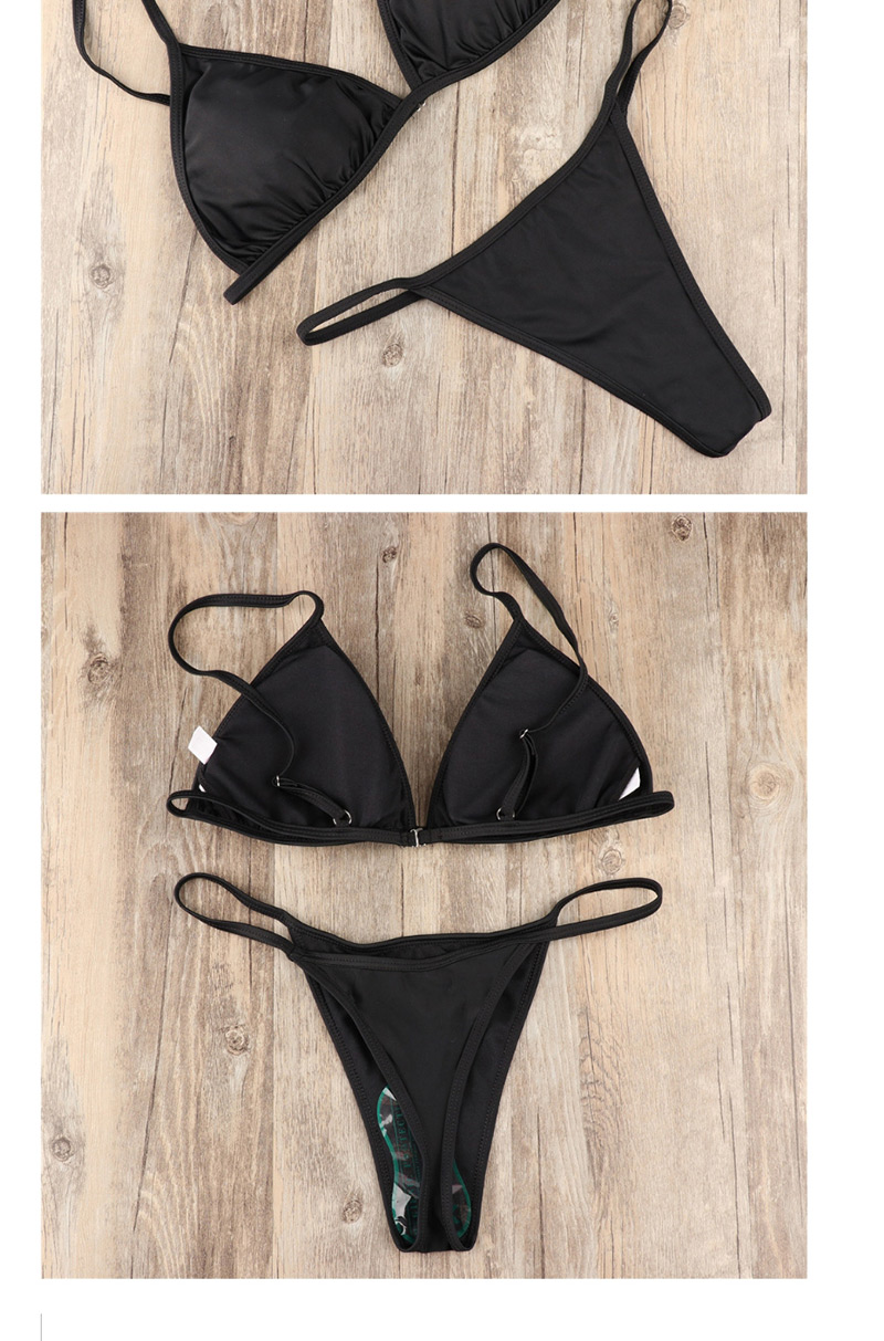 Sexy Black V Neckline Design Pure Color Bikini,Bikini Sets