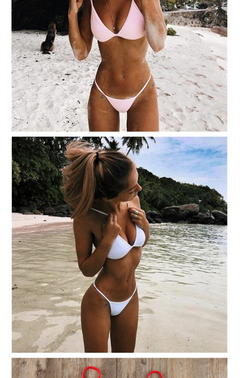 Sexy White V Neckline Design Pure Color Bikini,Bikini Sets