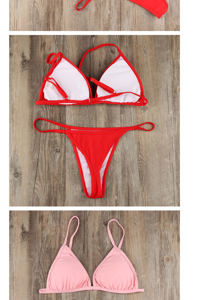 Sexy Red V Neckline Design Pure Color Bikini,Bikini Sets