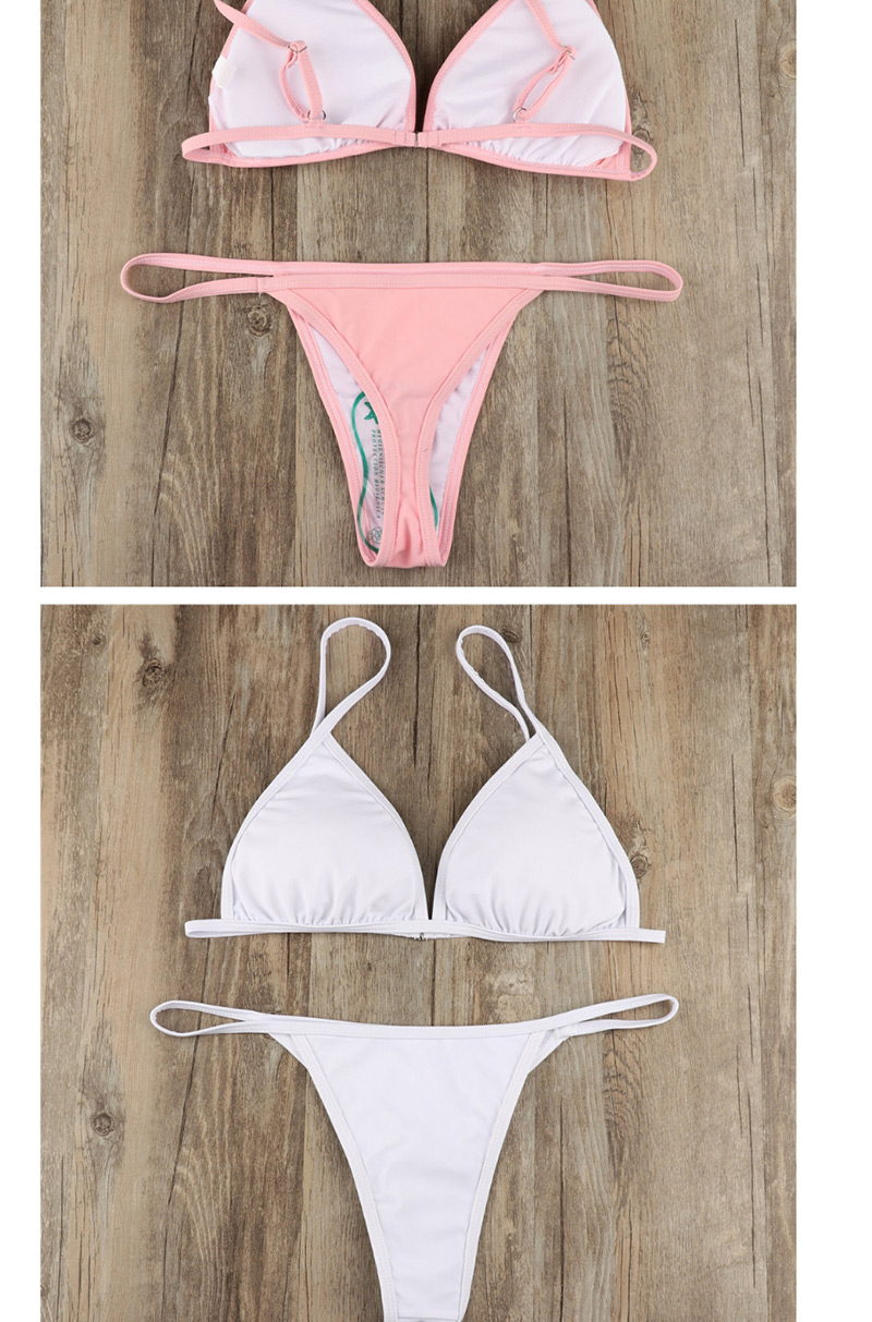 Sexy Pink V Neckline Design Pure Color Bikini,Bikini Sets