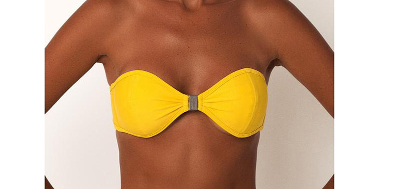 Fashion Yellow Pure Color Decorated Swimwear,Bikini Sets