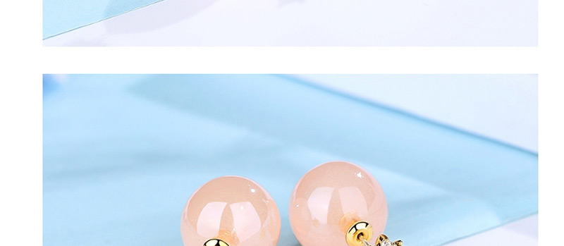 Simple Silver Color+pink Diamond Decorated Earrings,Earrings