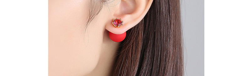 Fashion Red Diamond&pearl Decorated Earrings,Earrings