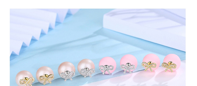 Fashion Pink+gold Color Bowknot Shape Decorated Earrings,Earrings