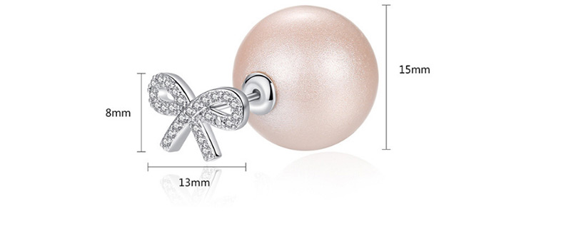 Fashion Light Pink+silver Color Bowknot Shape Decorated Earrings,Earrings