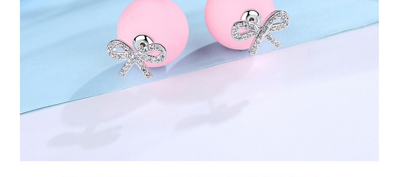 Fashion Pink+silver Color Bowknot Shape Decorated Earrings,Earrings
