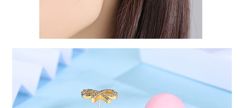 Fashion Light Pink+gold Color Bowknot Shape Decorated Earrings,Earrings