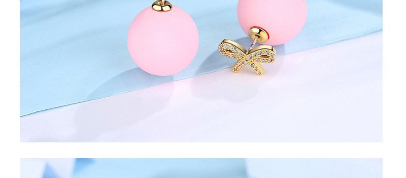 Fashion Pink+gold Color Bowknot Shape Decorated Earrings,Earrings