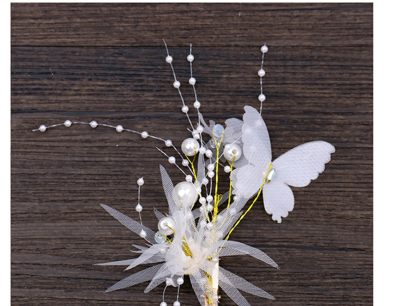 Fashion Gold Color+white Butterfly Shape Decorated Hair Clip,Hair Ribbons