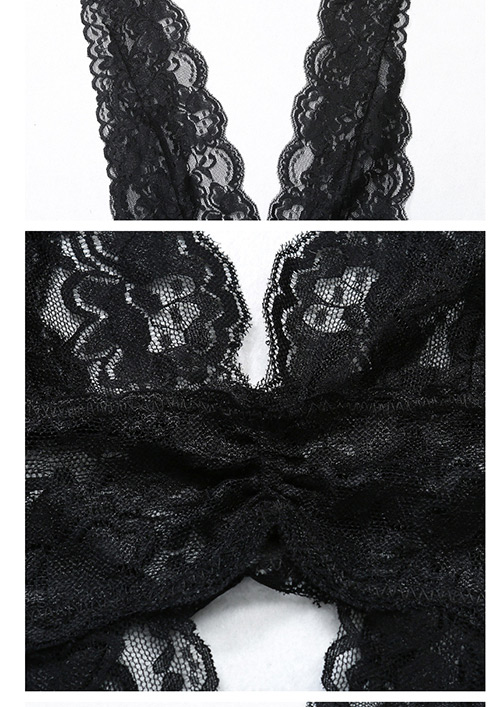 Fashion Black Flower Pattern Decorated V Neckline Jumpsuit,SLEEPWEAR & UNDERWEAR