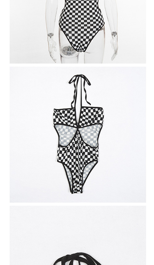 Sexy Black Grid Pattern Decorated Bikini,SLEEPWEAR & UNDERWEAR
