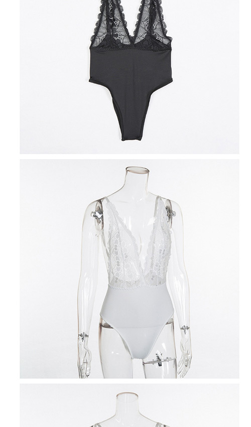 Fashion White V Neckline Design Jumpsuit,SLEEPWEAR & UNDERWEAR