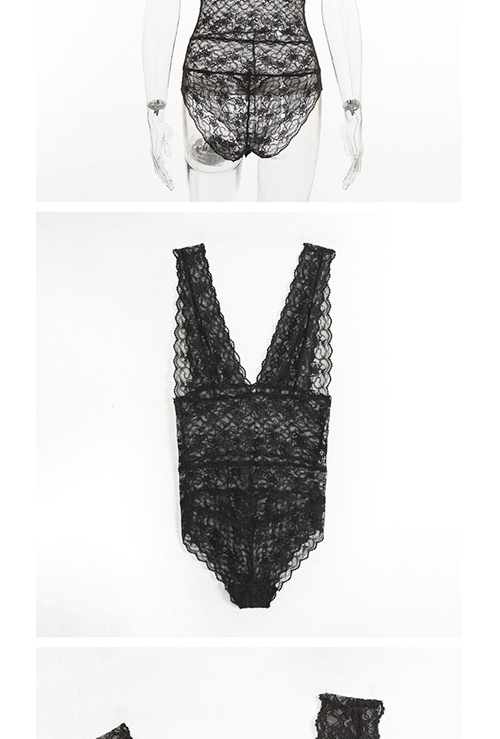 Fashion Black V Neckline Design Jumpsuit,SLEEPWEAR & UNDERWEAR