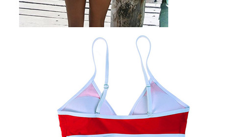 Fashion Red V Neckline Design Pure Color Swimwear,Bikini Sets