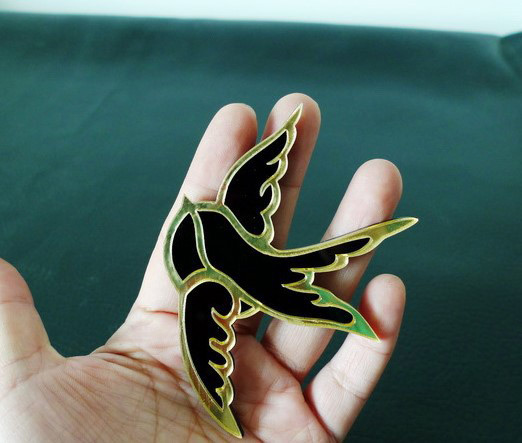 Fashion Black+gold Color Bird Shape Decorated Brooch,Korean Brooches