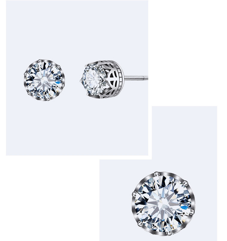 Elegant Silver Color+white Diamond Decorated Pure Color Earrings,Stud Earrings