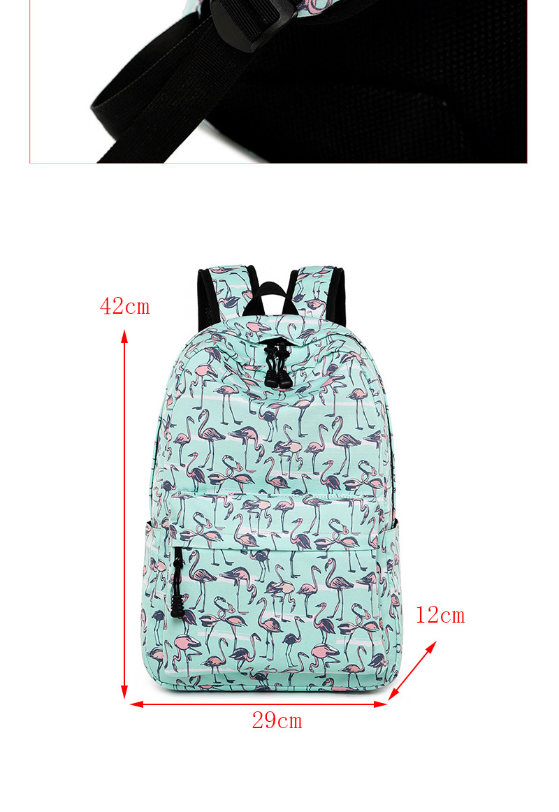 Fashion Light Green Flamingo Pattern Decorated Backpack,Backpack