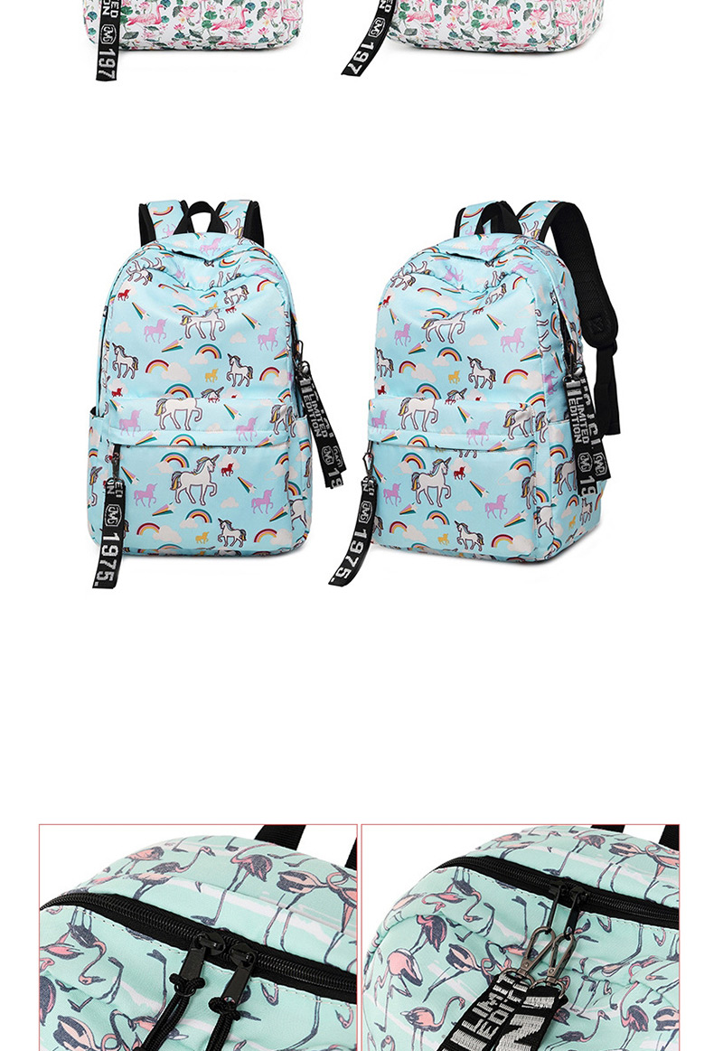 Fashion Light Green Flamingo Pattern Decorated Backpack,Backpack