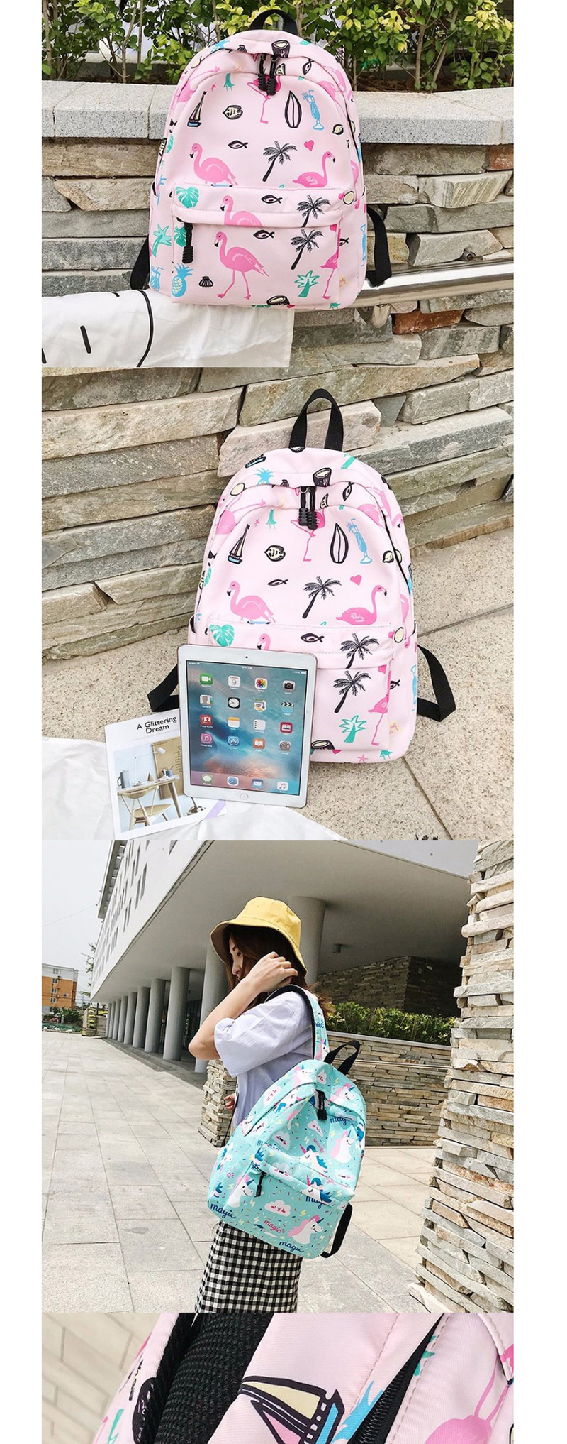 Fashion Pink Unicorn Pattern Decorated Backpack,Backpack
