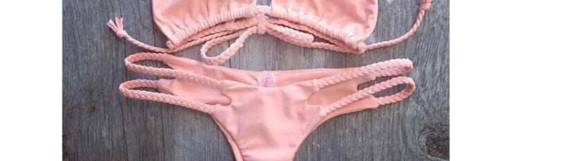 Fashion Pink Pure Color Decorated Bikini,Bikini Sets