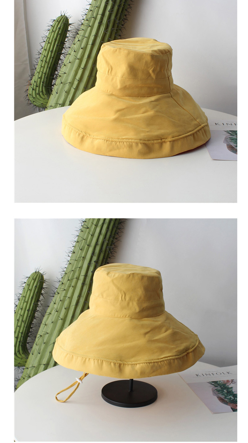 Fashion Yellow Pure Color Decorated Fisherman Hat,Sun Hats