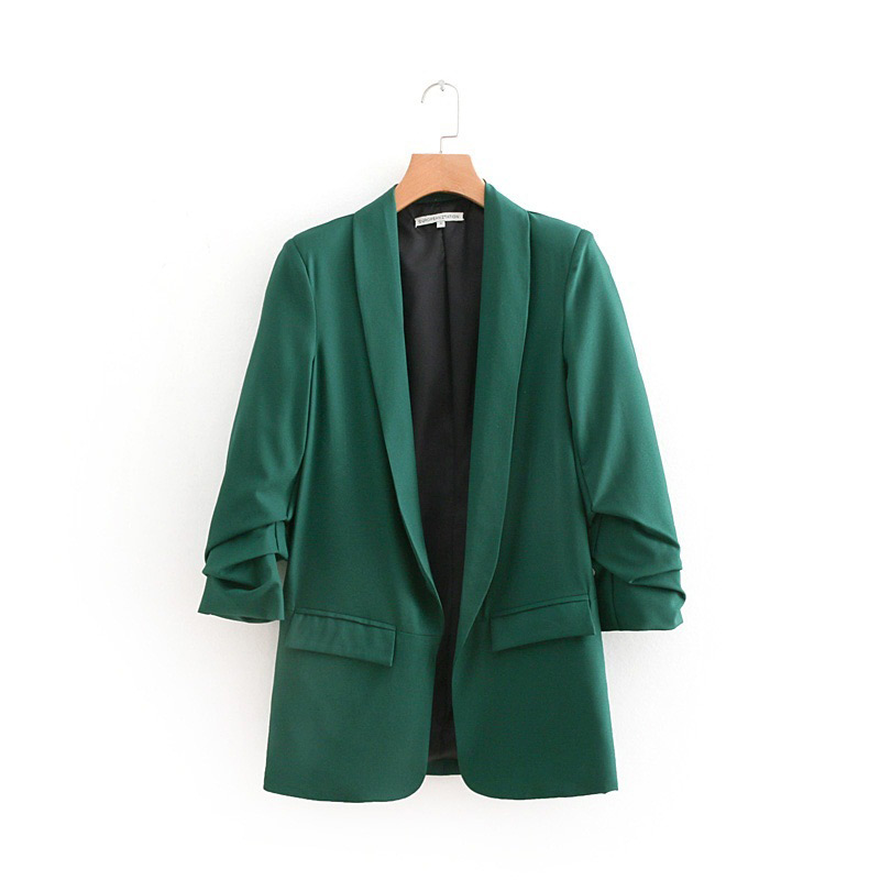 Fashion Green Pure Color Design Long Sleeves Casual Coat,Coat-Jacket