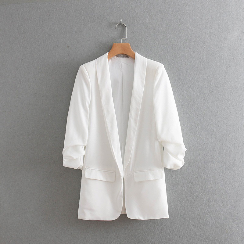 Fashion White Pure Color Design Long Sleeves Casual Coat,Coat-Jacket