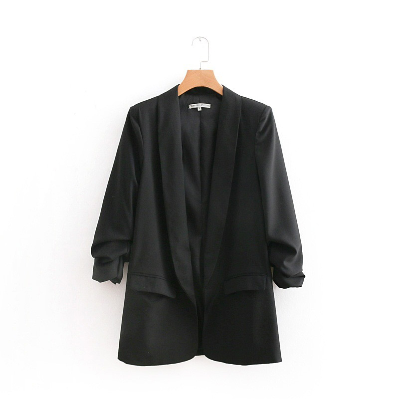 Fashion Black Pure Color Design Long Sleeves Casual Coat,Coat-Jacket