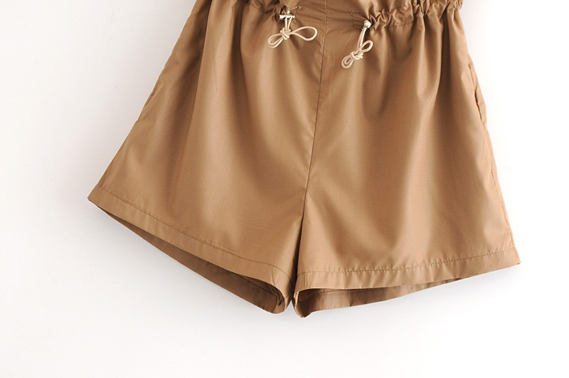 Fashion Brown Pure Color Design Casual Shorts,Shorts
