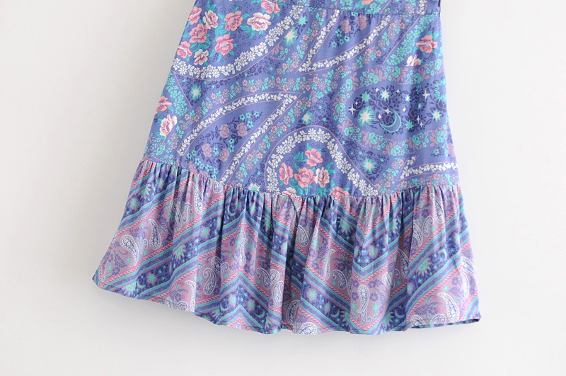 Fashion Blue Flowers Pattern Decorated Simple Skirt,Skirts