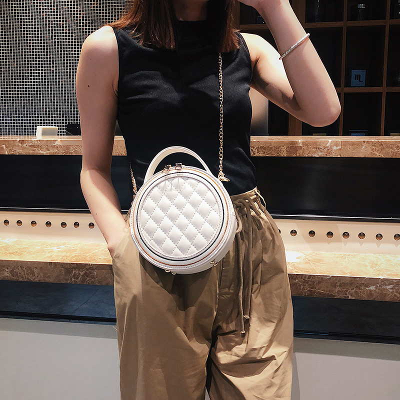 Elegant White Flower Pattern Design Round Shape Bag,Handbags