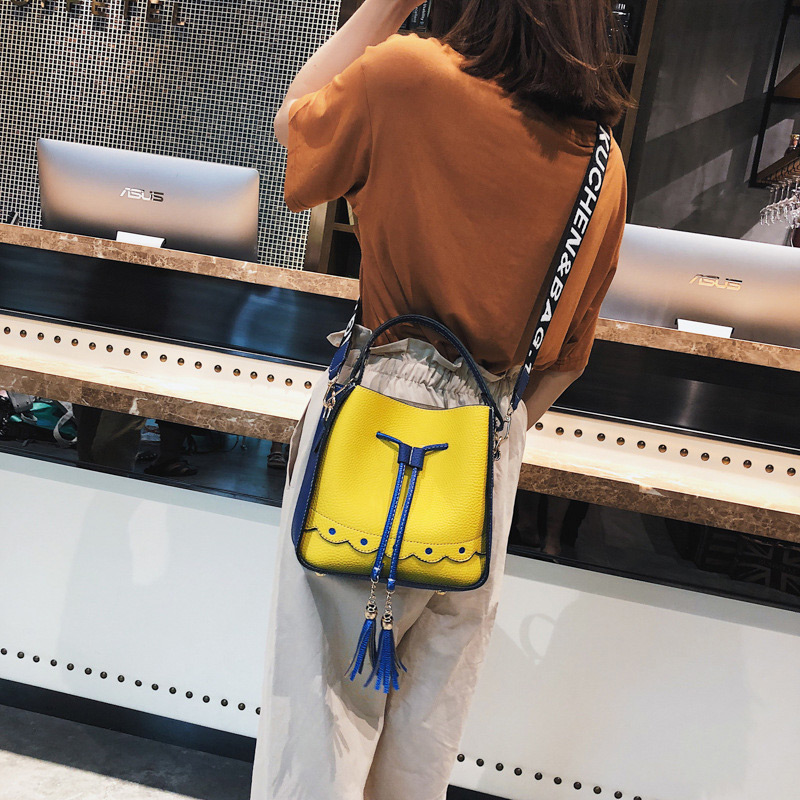 Elegant Yellow Tassel Decorated Square Shape Bag(2pcs),Handbags