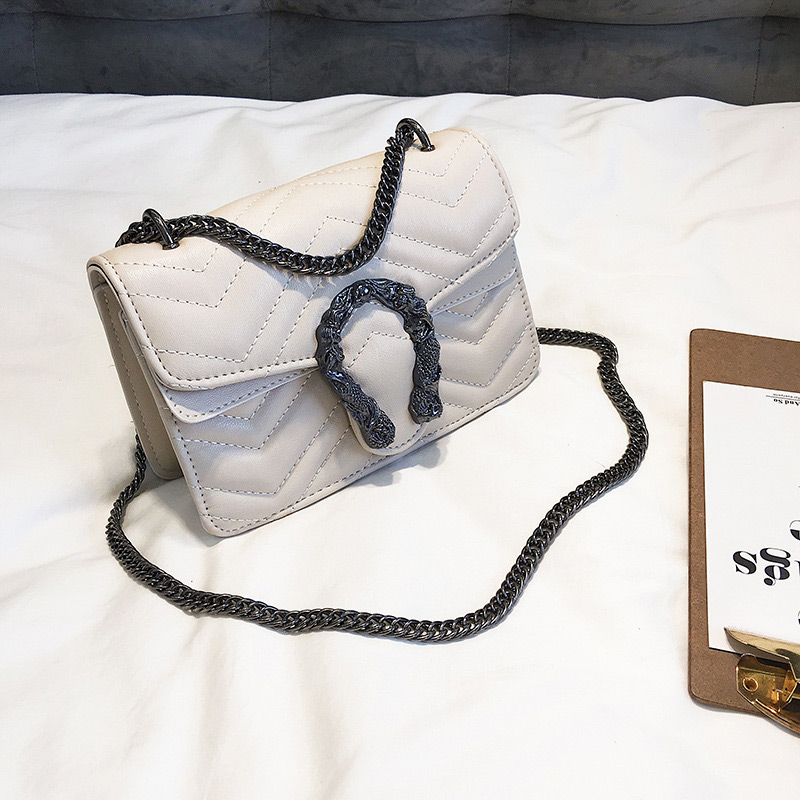 Elegant Beige Snake Shape Decorated Square Shape Bag,Shoulder bags
